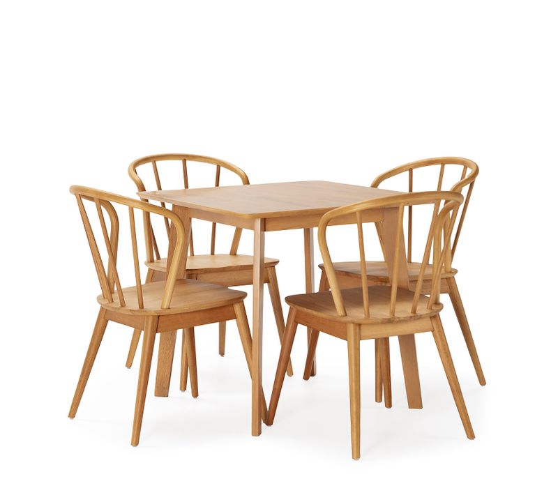 Ensemble Table 80x80 Cm Et 4 Chaises De Salle à Manger Brisa Chêne