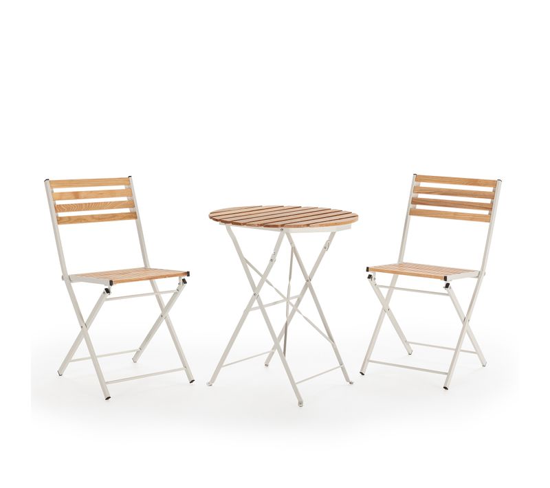 Ensemble Bistro De Jardin Ambar 3 Pièces Blanc, Table Et 2 Chaises