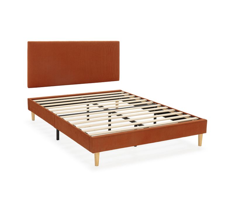 Sommier + Tête De Lit Bari 160x200 Cm Couleur Brique