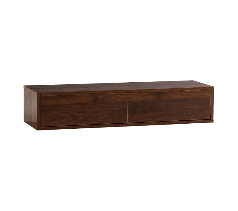 Table Console Flottante Auri 2 Tiroirs Effet Noyer