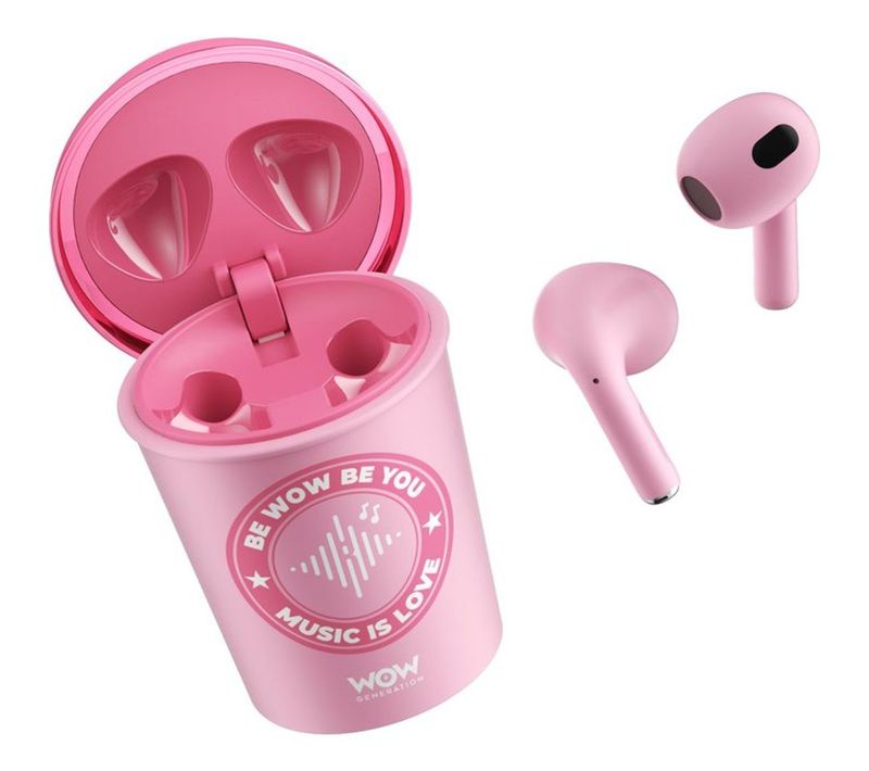 Écouteurs True Wireless Enfant Rose - Semi In‐ear, Boîtier Compact