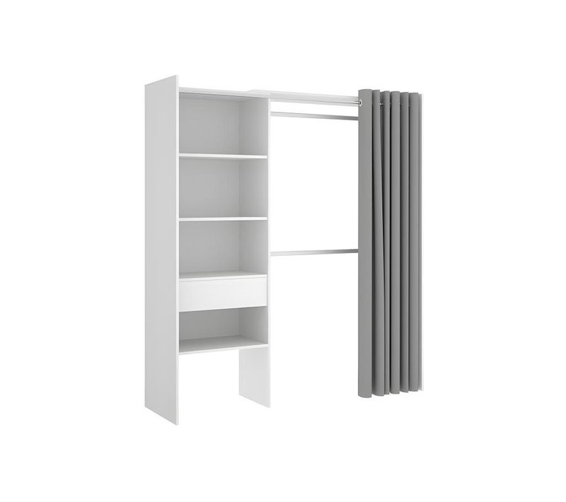 Dressing Extensible Laurent - L.110/160 Cm - Coloris : Blanc Et Gris