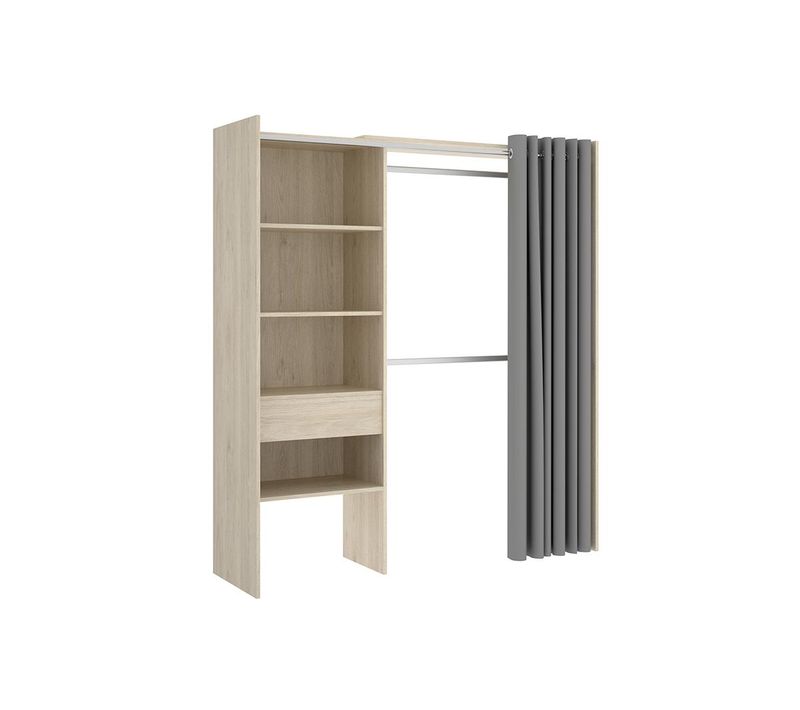 Dressing Extensible Laurent - L.110/160 Cm - Coloris : Chêne Et Gris