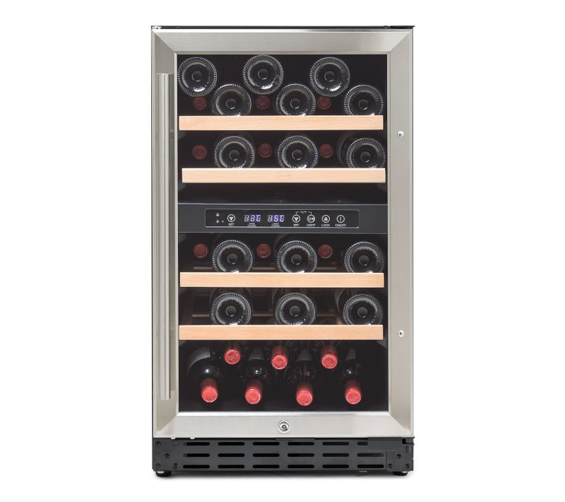 Cave à Vin 40 Bouteilles Grand Cru Inox 2t-double Température - Encastrable Ou Pose Libre- Vitrée