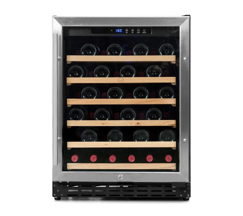 Cave à Vin 50 Bouteilles Grand Cru Inox 1t-encastrable Ou Pose Libre-porte Vitrée-affichage Lumineux
