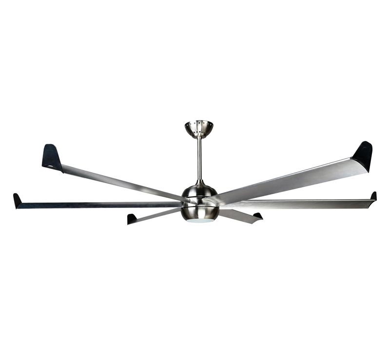 Ventilateur De Plafond Dc Argent Avec Pales En Aluminium 236cm Et Lumière Pour 125m2