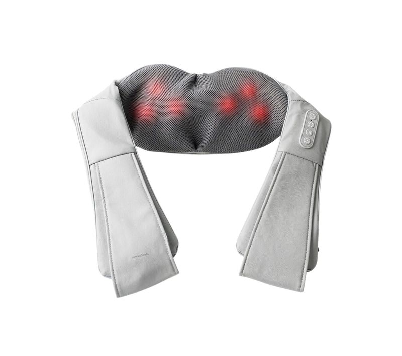 Masseur Shiatsu Rechargeable Fonction Chaleur, 2 Têtes Rotatives Bidirectionnelles, 3 Vitesses, Pour
