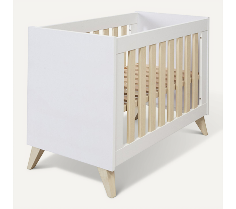 Lit Bébé 60x120 Lazio - Blanc Et Bois