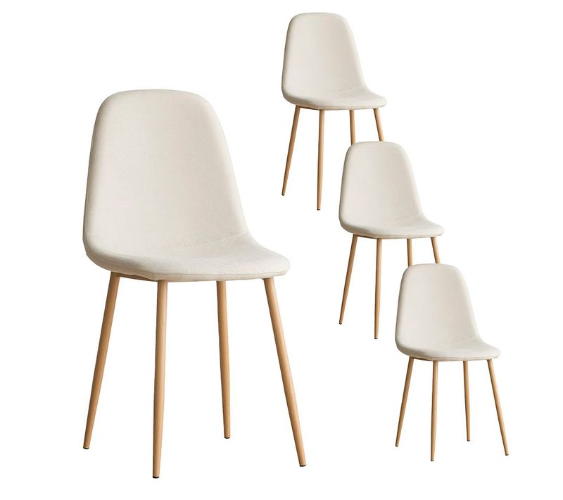 Pack De 4 Chaises En Tissu Et Bois Beige (623) 44x88
