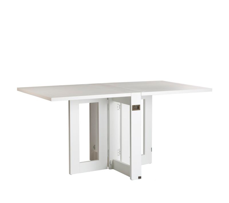 Table à Manger Pliante En Bois Massif Blanc 160x78