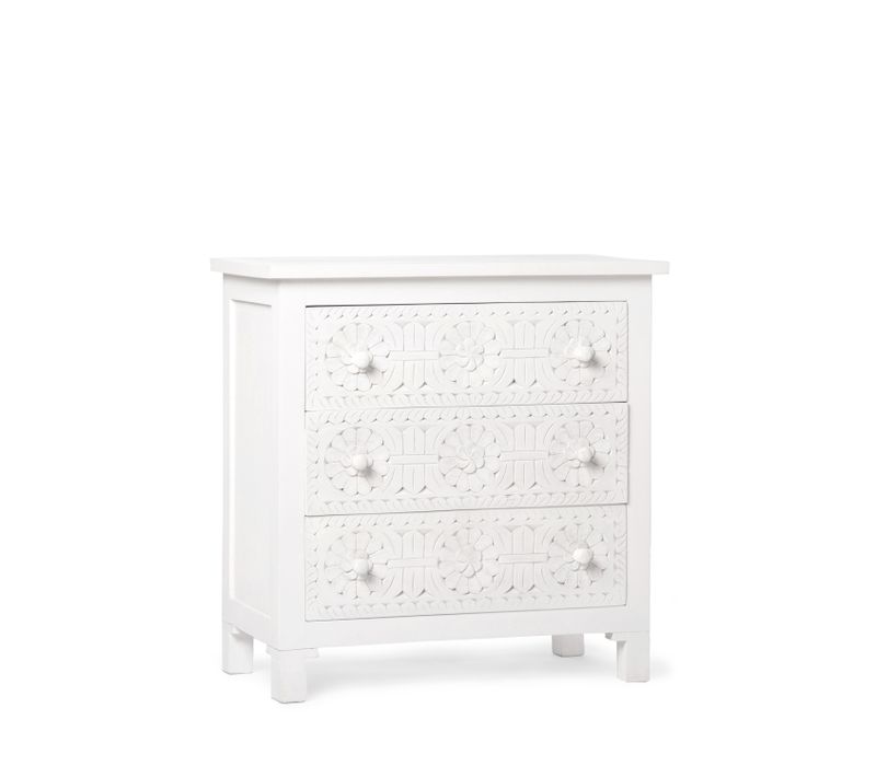 Commode En Bois Blanc Décapé 80x82cm