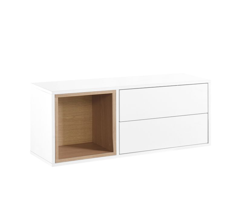 Table Console Flottant En Laqué Naturel-blanc 90x35cm