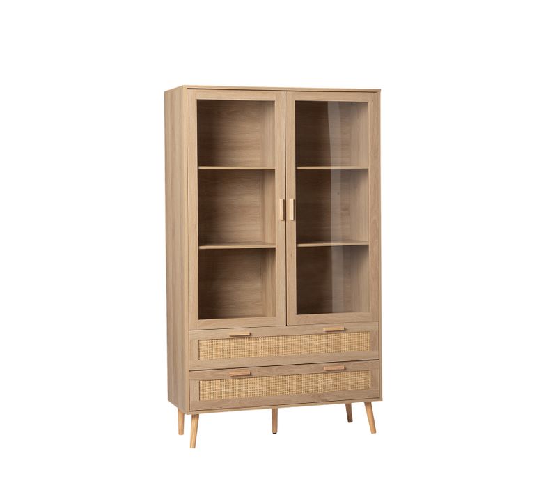 Vitrine Double En Rotin Naturel 100x170cm