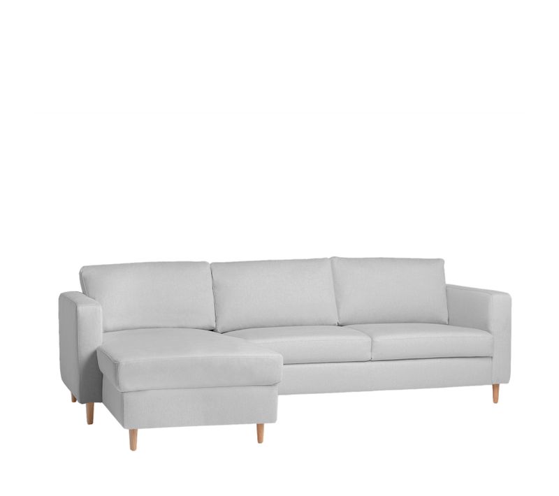 Canapé D'angle En Tissu Gris 245x83cm