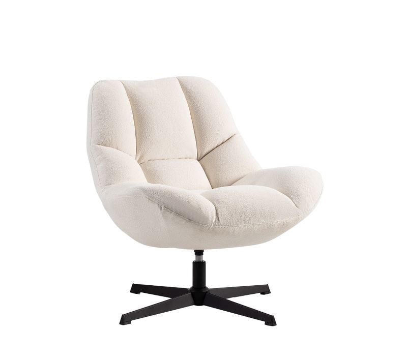 Butaca Giratoria En Tissu Beige 77x86cm