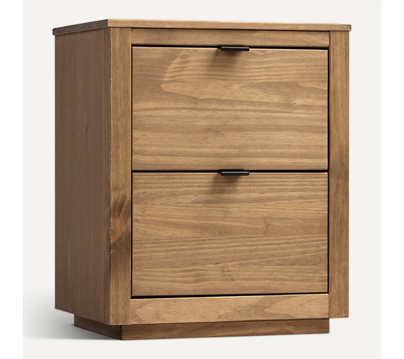 Table De Chevet 2 Tiroirs En Bois Naturel 47x58cm