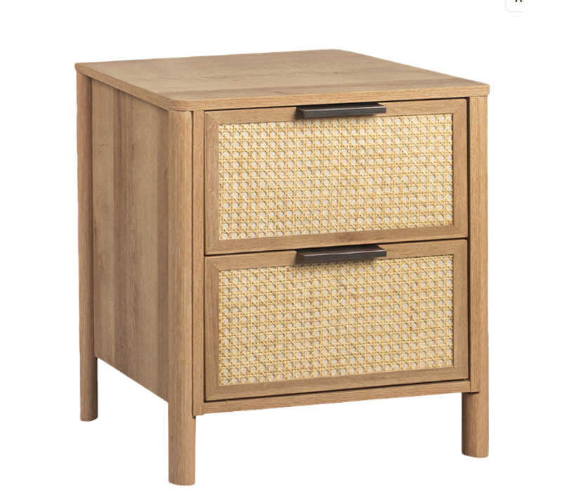 Lot De 2 Table De Chevet 2 Tiroirs En Rotin Naturel Naturel 47x55cm