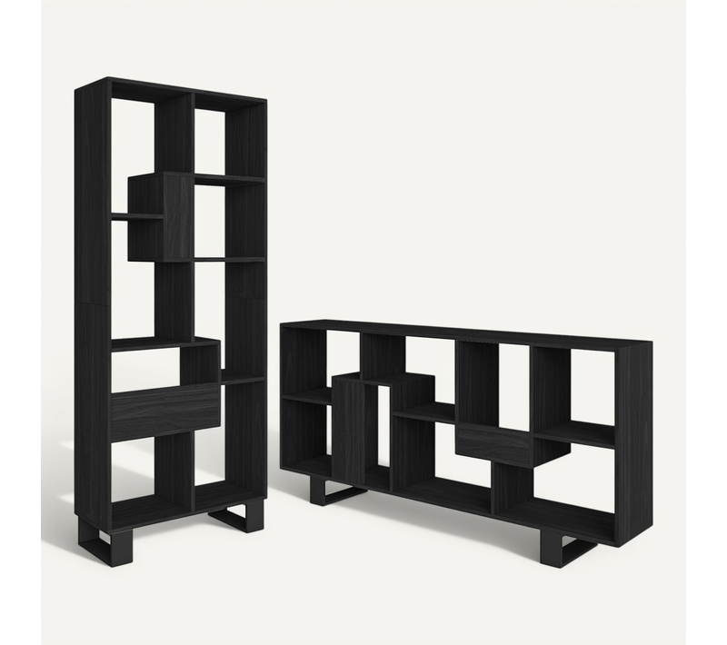 étagère, 67x31x174cm, Bibliothèque, Noir