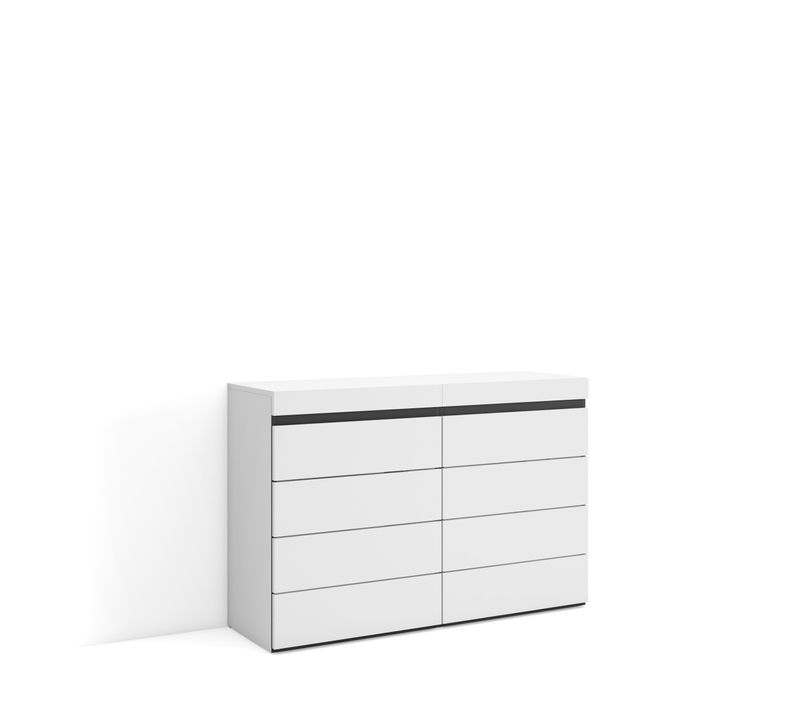 Buffet, 114x35x75cm, Commode, Armoire, Blanc Et Noir