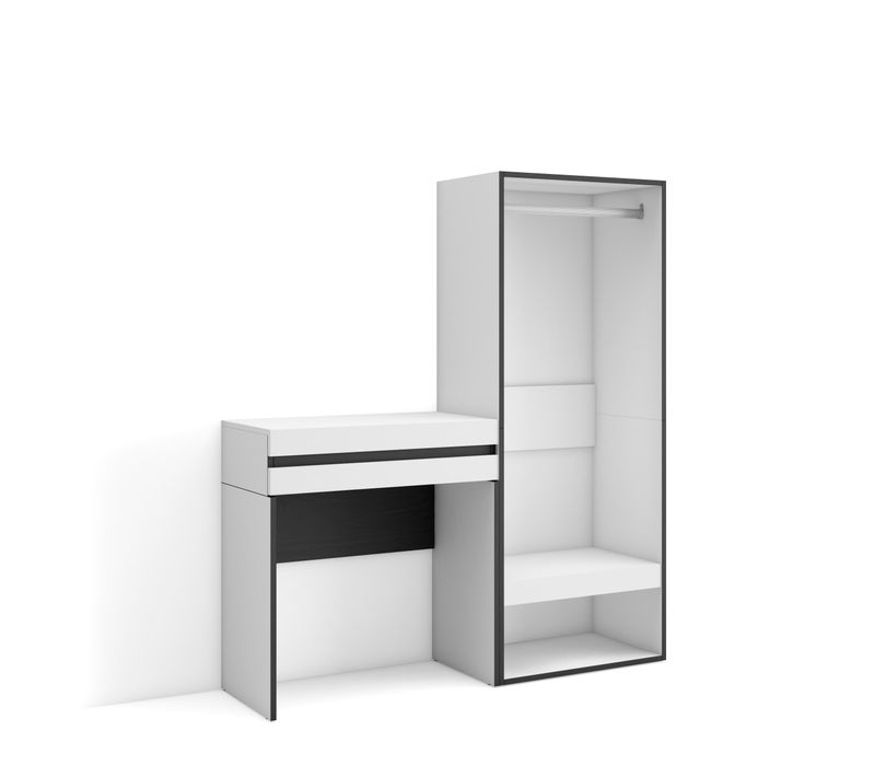 Table Console D'entrée, 130x35x145cm, Avec Tiroir, Vestiaire Ouvert, Blanc