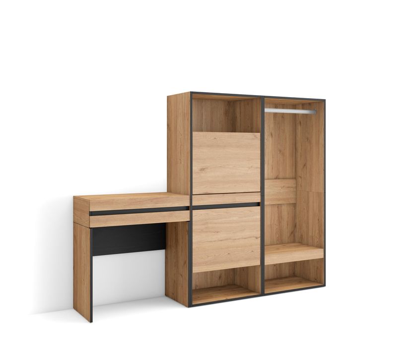 Table Console D'entrée, 190x35x145cm, Meuble à Chaussures, Vestiaire Ouvert, Chêne,