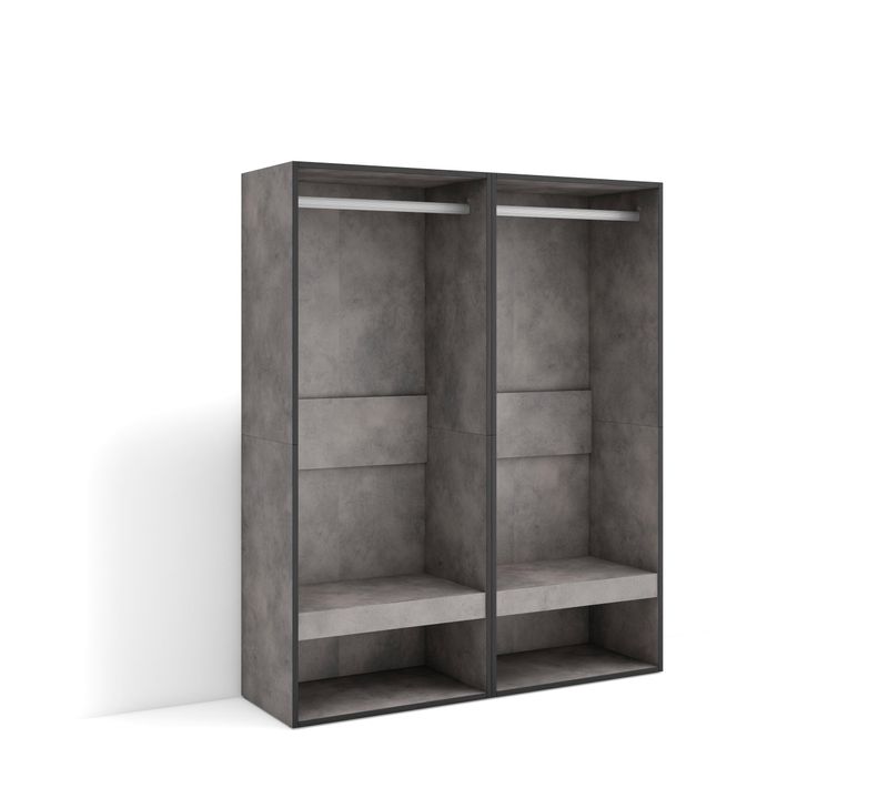 Armoire Vestiaire Ouvert, 120x35x145cm., Gris Ciment