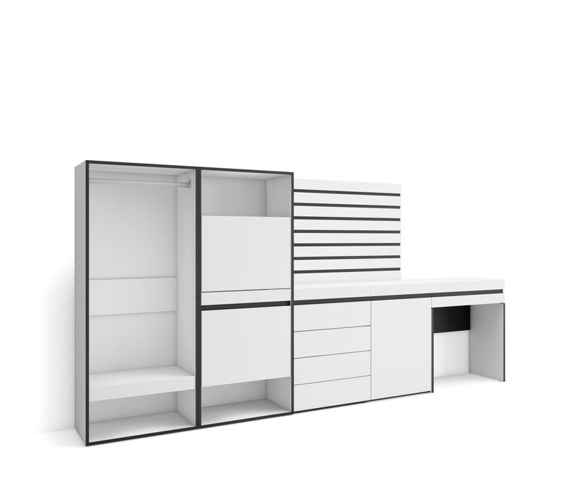 Meuble à Chaussures, 297x35x145cm, Vestiaire, Commode, Buffet, Panneaux En Bois, Coiffeuse, Blanc