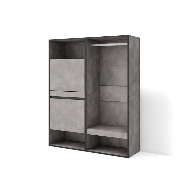 Meuble à Chaussures, 120x35x145cm, Gris Ciment