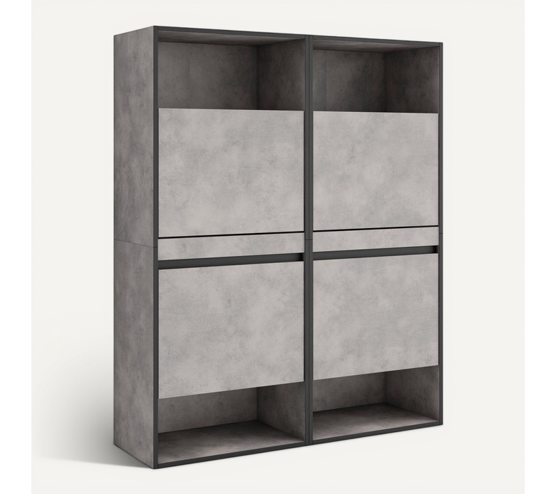 Meuble à Chaussures, 120x35x145cm, Gris Ciment