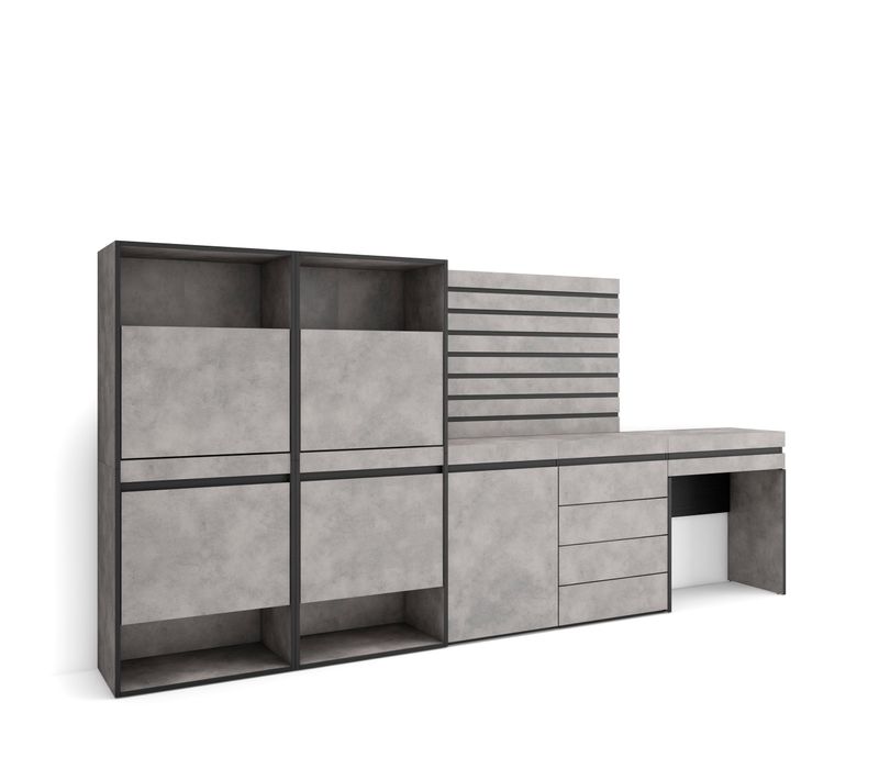 Meuble à Chaussures, 297x35x145cm, Gris Ciment