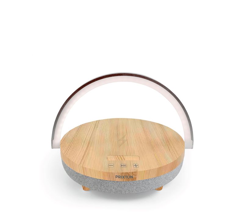 Lampe LED sans fil - Multifonction - Chargeur - Enceinte Bluetooth - Commande tactile - Bois