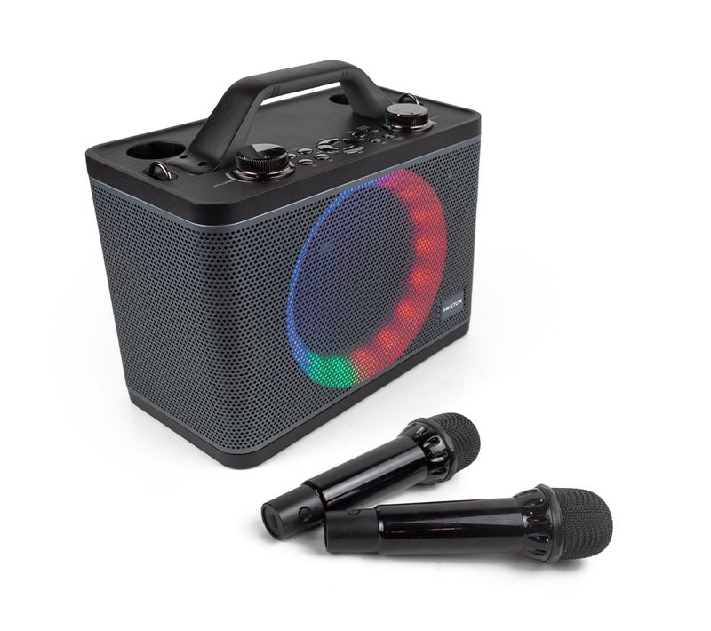 Karaoké Portable Partygo - 2 Microphones - Bluetooth, USB, Aux Et Microsd - Lumière LED