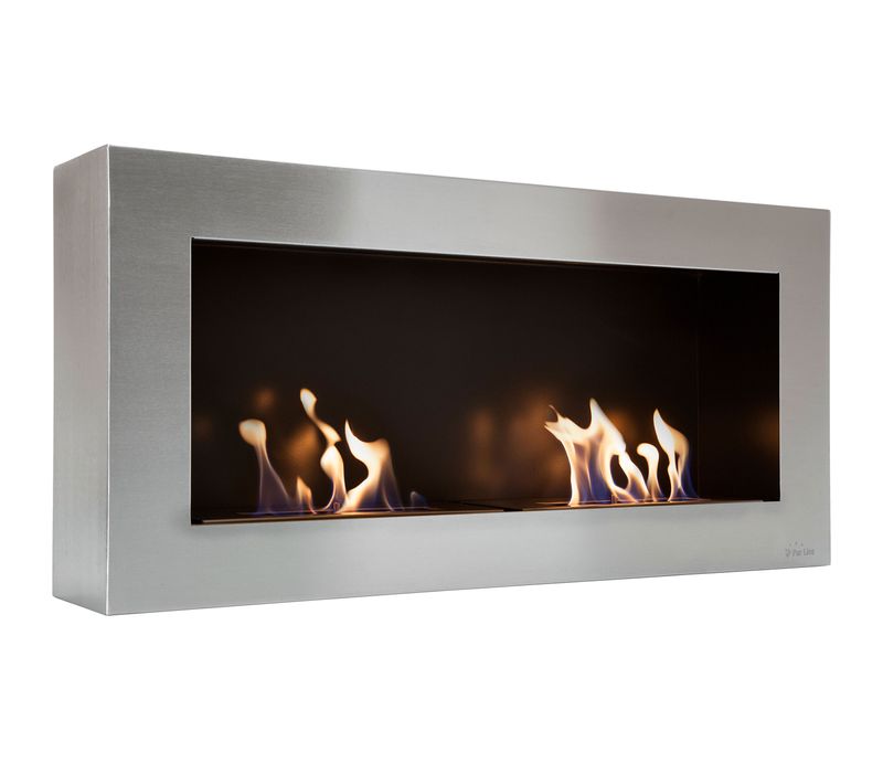Cheminée Murale à L'éthanol à Double Flamme En Acier De Grande Largeur