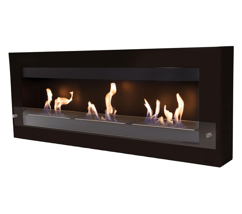 Très Grande Cheminée Murale à L'éthanol En Acier Et Verre Trempé