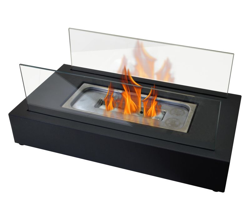 Cheminée à L'éthanol De Table Avec Deux Abat-jours En Verre Trempé