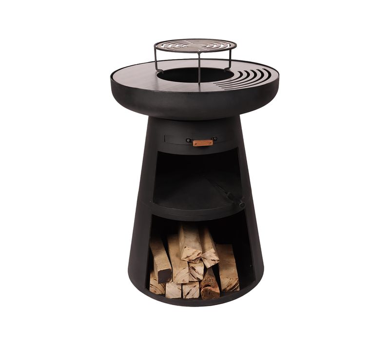 Brasero, Barbecue Rond Avec Grille En Acier Noir