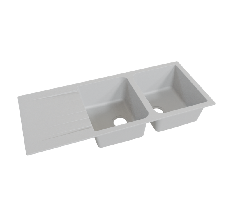 Évier Resiroc Avec 2 Bacs + Égouttoir 116cm - Gris