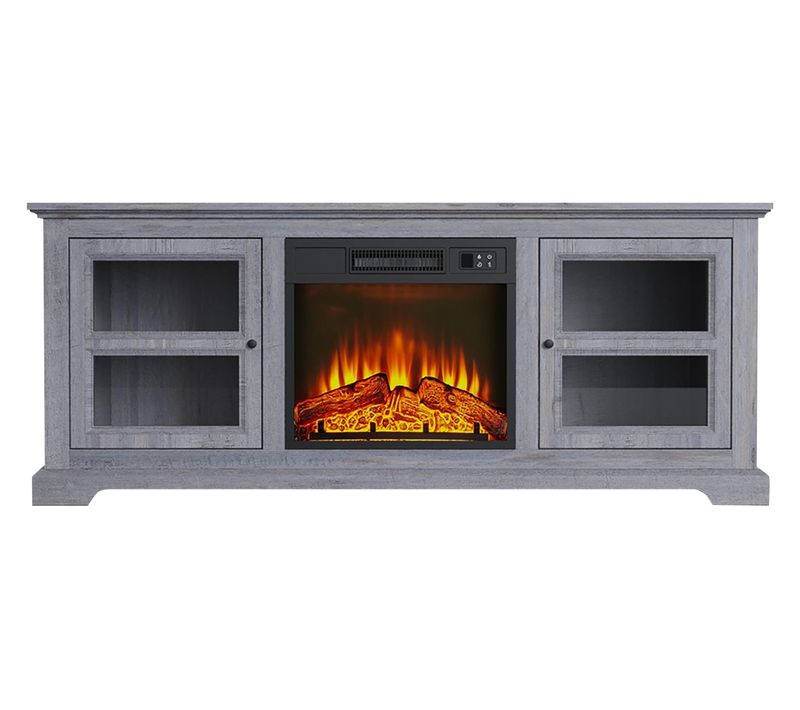 Buffet Avec Cheminée Électrique Couleur Gris 2000w