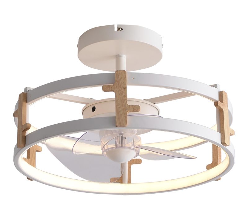 Lampe à Ventilateur LED Avec Détails En Bois