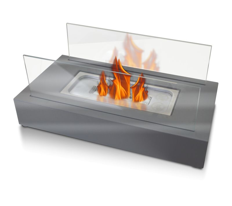 Cheminée à L'éthanol De Table Avec Deux Abat-jours En Verre Trempé