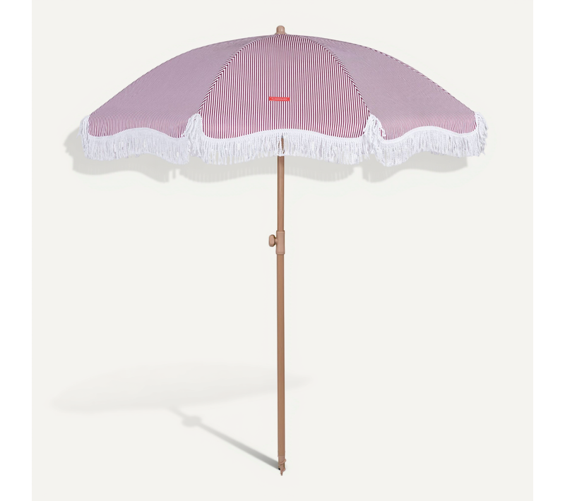 Grand Parasol Rayé Polyester Bordeaux 210x180cm