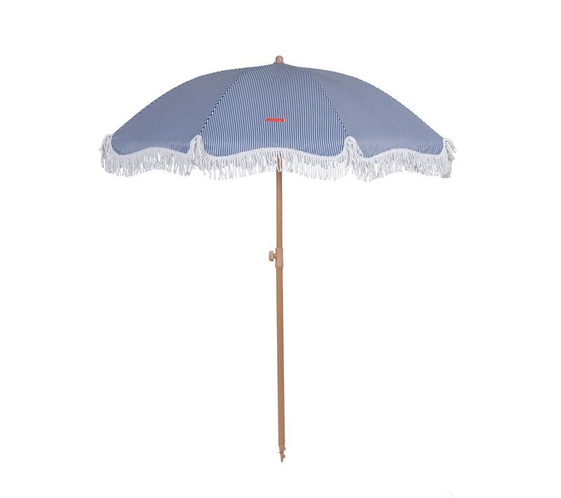 Grand Parasol Rayé Polyester Bleu 210x180cm