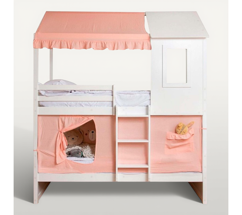 Ciel De Lit Superposé Casita Coton Rose 70x198/154x133cm