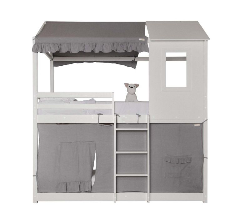 Ciel De Lit  Superposé Montessori Coton Gris 90x196cm