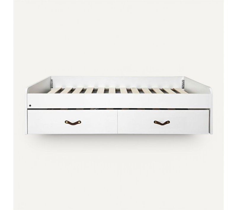 Lit Gigogne + 2 Tiroirs Individuels + Matelas Blanc 90x190cm