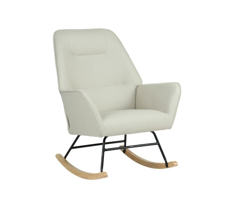 Fauteuil à Bascule Avec Pieds En Bois Polyester Beige 97x77x88cm