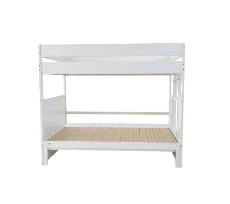 Lit Superposé Avec Lit Convertible 90/180x190cm Bois Blanc + Matelas Mousse
