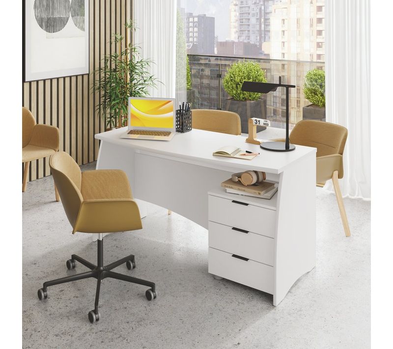 Bureau avec tiroirs INK Blanc
