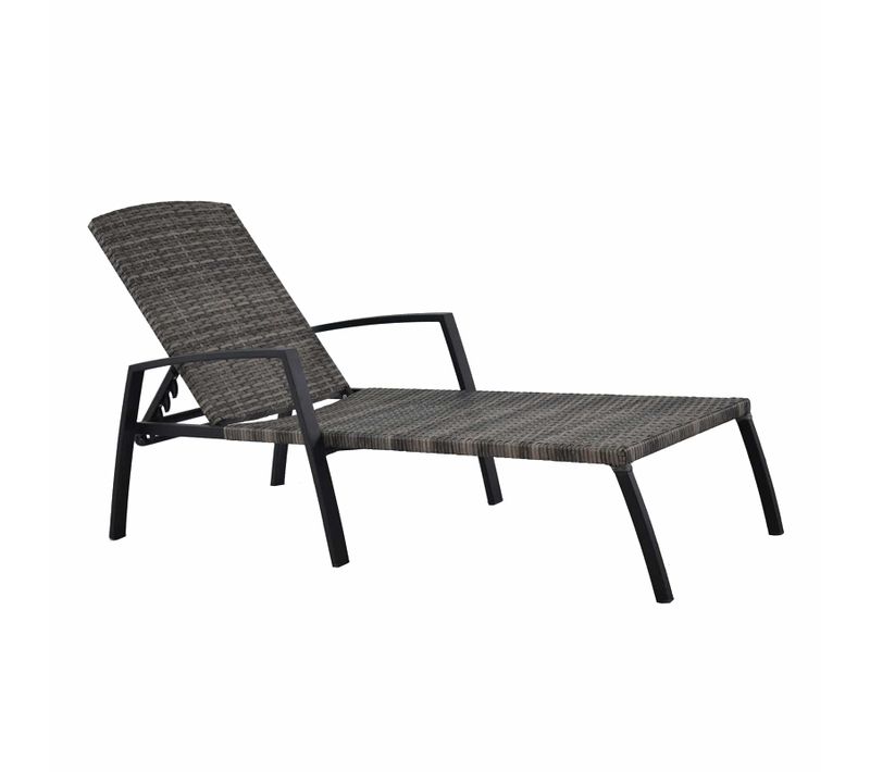 Bain De Soleil Jardin 4 Positions Chillvert Cozumel 190x63x50 Cm Rotin Synthétique Acier Gris