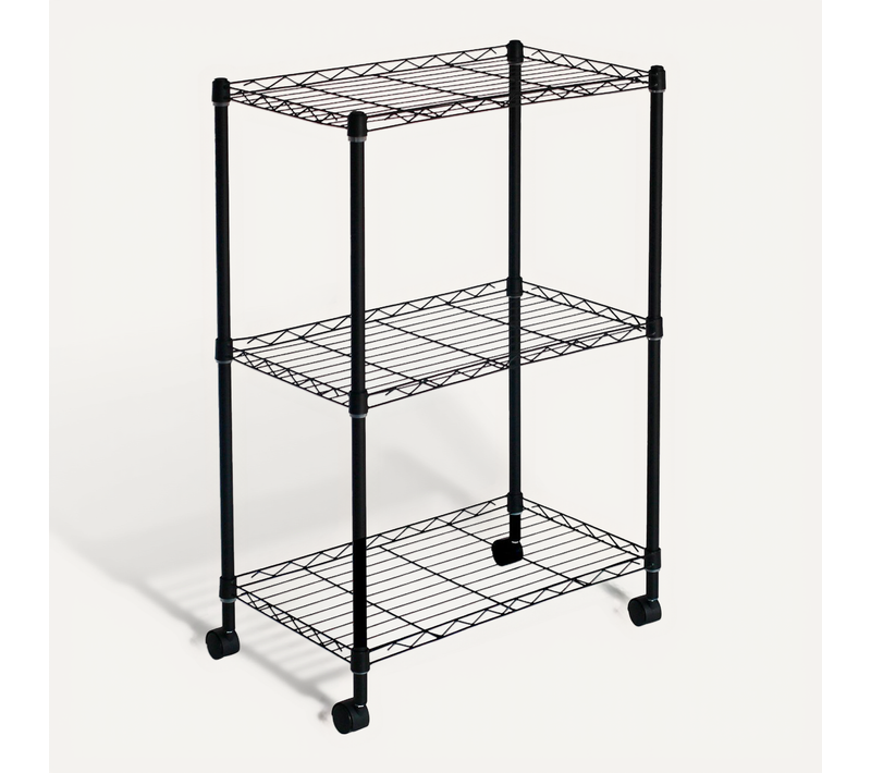 Klaus 80, Étagère 3 Niveaux, 56x35x80 Cm, 105kg, Acier Noir